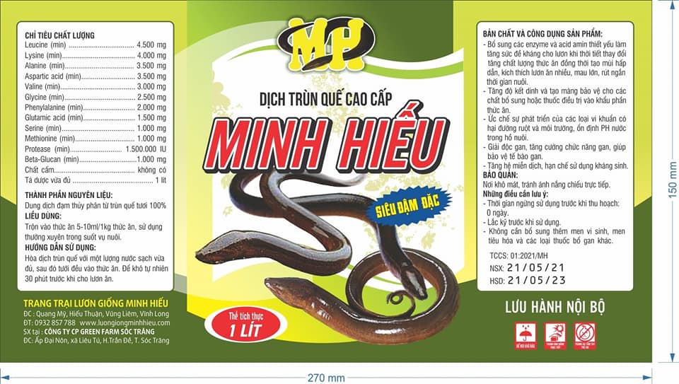 Trang Trại Lươn Giống Minh Hiếu cho ra đời sản phẩm Dịch Trùn Quế Minh Hiếu cao cấp